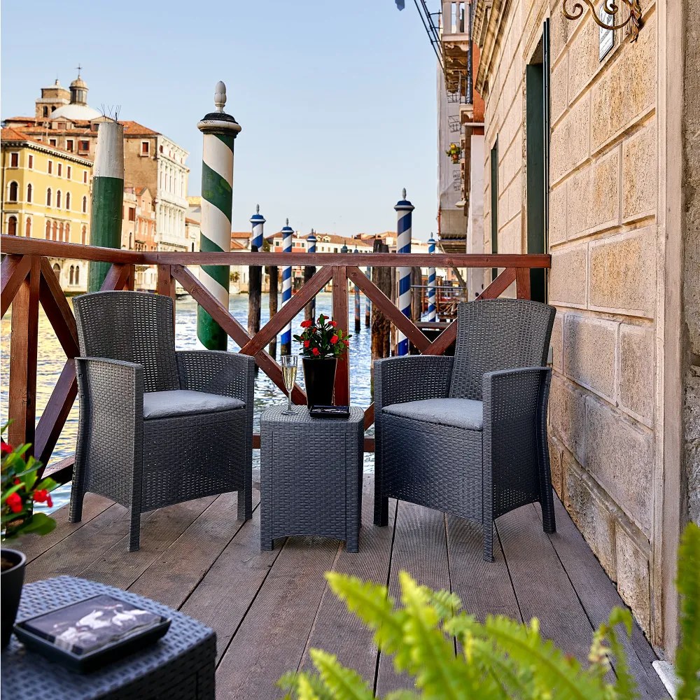 Fotoliu Lima din ratan artificial, grafit