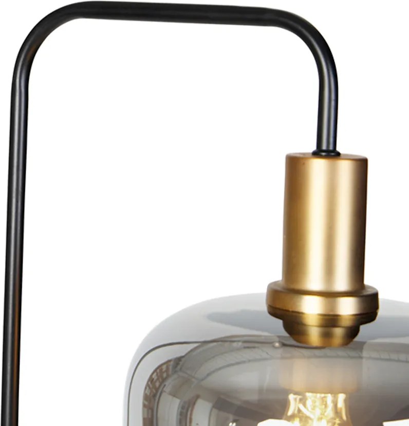 Lampa de podea de design neagra cu sticla aurie si fum - Zuzanna
