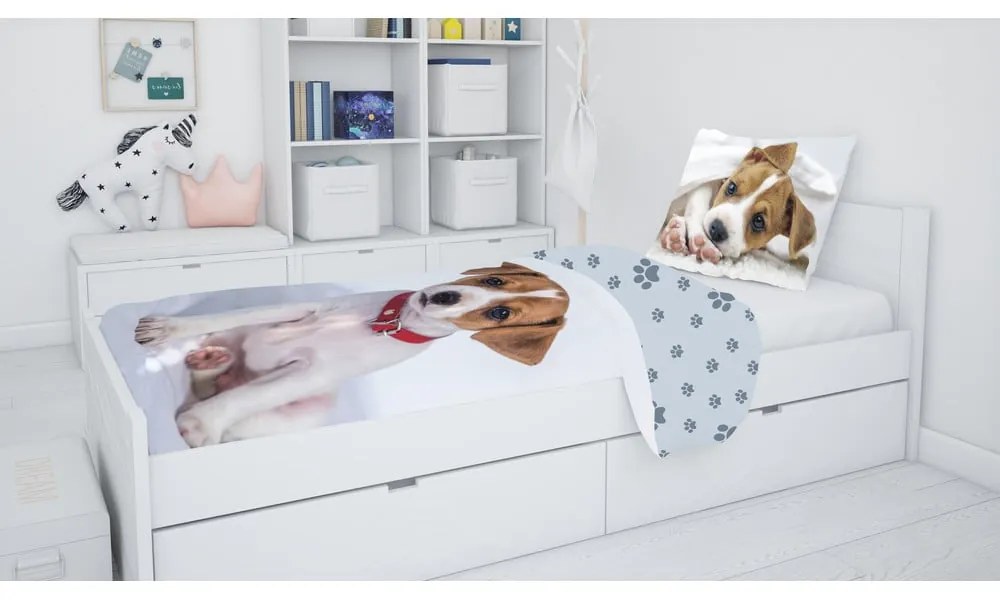 Lenjerie de pat pentru copii gri din bumbac pentru pat de o persoană 140x200 cm Dog – Jerry Fabrics