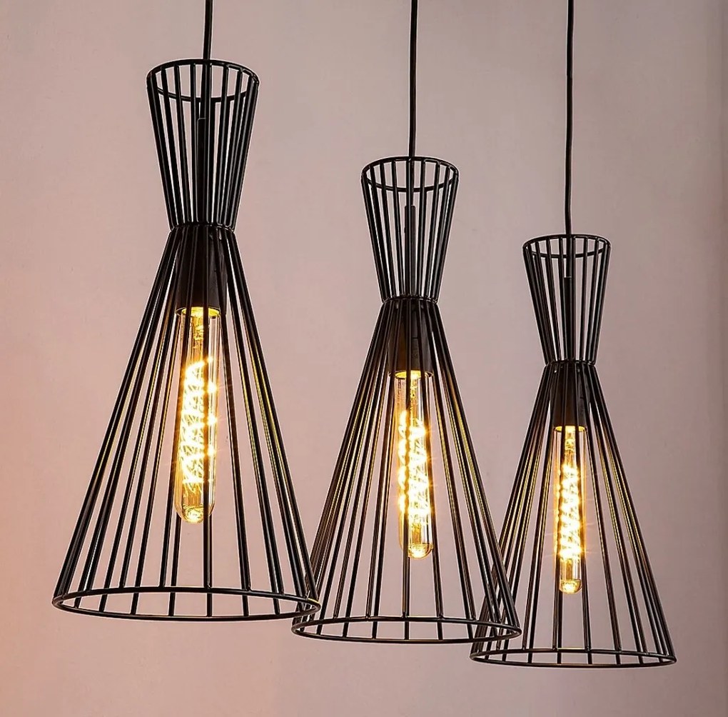 Lustra cu 3 pendule design industrial Leandros
