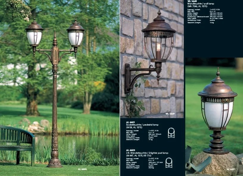 Stalp iluminat exterior din fier forjat, inaltime 60cm, AL 6613