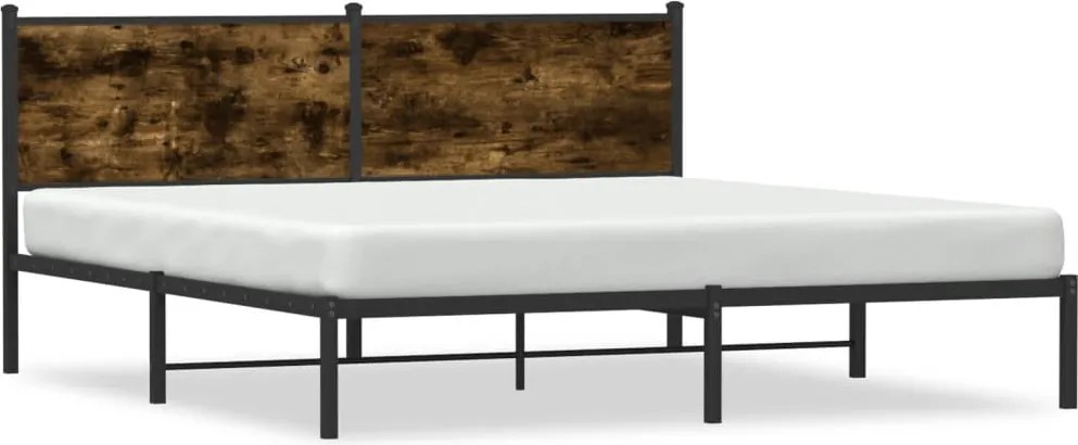 vidaXL Cadru pat metalic fără saltea, stejar fumuriu, 180x200 cm