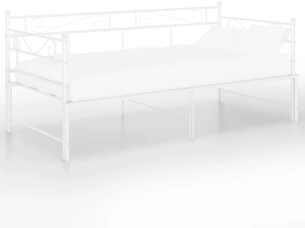 324771 vidaXL Cadru canapea extensibilă, alb, 90x200 cm, metal