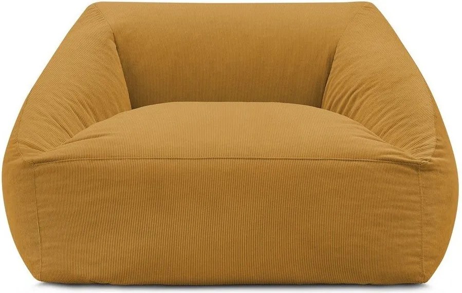 Fotoliu bean bag galben cu tapițerie din catifea reiată Lilibet – Bobochic Paris