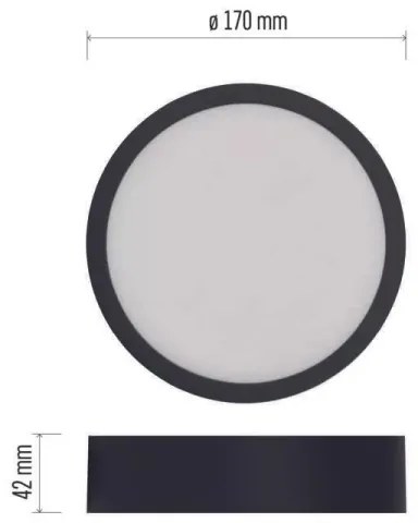 Plafonieră LED/12,5W/230V 3000/3500/4000K d. 17 cm negru