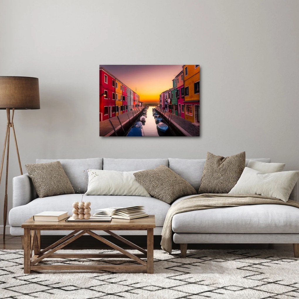 Tablou - Apus de soare, insula Burano, Veneția, Italia (70x50 cm)