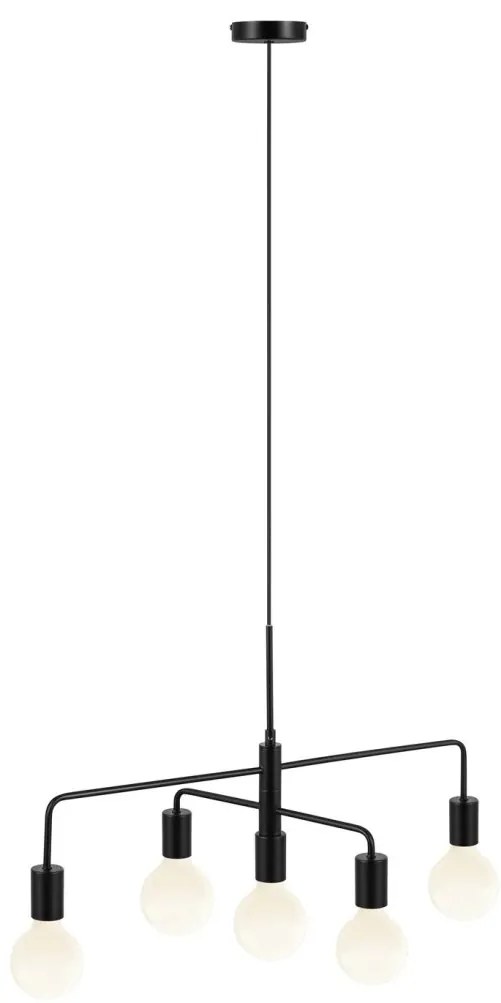 Lustra cu 5 surse de iluminat design modern Gloom negru