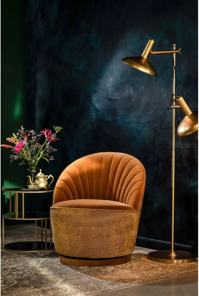 Fotoliu catifea Dutchbone Madison, maro