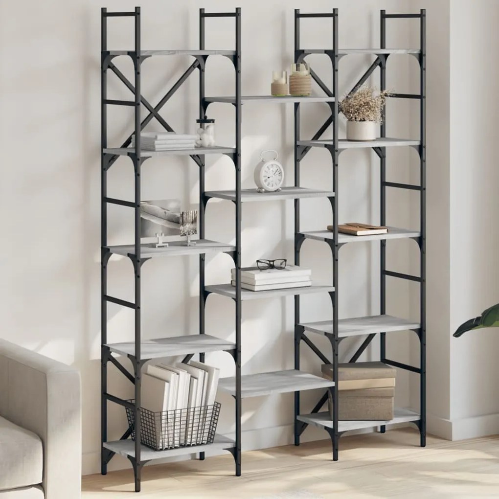 vidaXL Bibliotecă, gri sonoma, 127,5x28,5x172,5 cm, lemn prelucrat