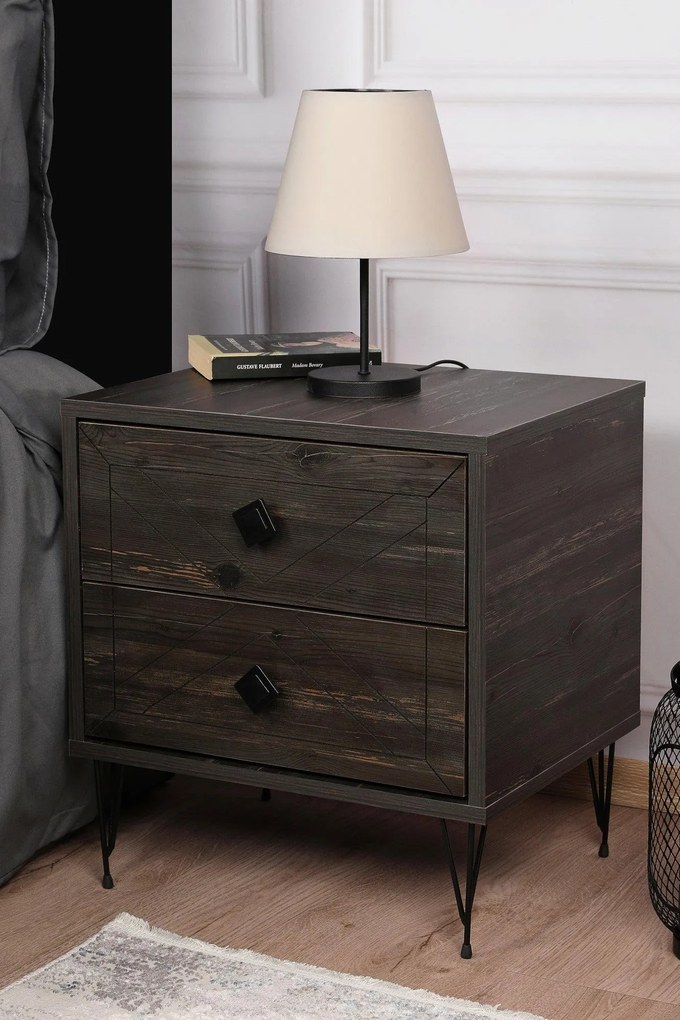 Noptiera Glynn Nightstand, Crem, 40x55x50 cm