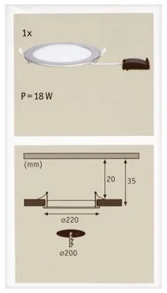 Corp de iluminat încastrat pentru baie Paulmann 92075 LED/18W IP44 QUALITY LINE 230V IP44