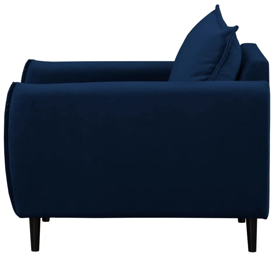 Fotoliu albastru închis cu tapițerie din catifea Juli – Ropez