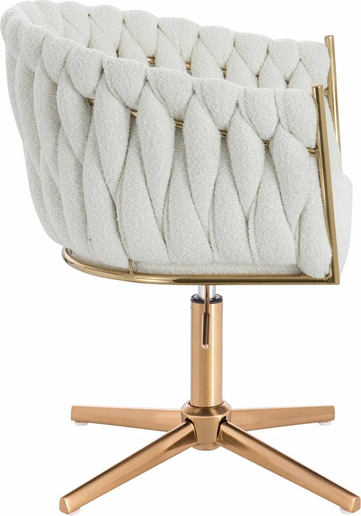 HR750CROSS Scaun Crem Boucle cu Bază Aurie