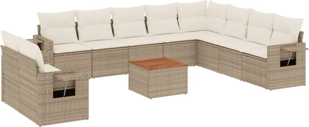 vidaXL Set canapele de grădină cu perne, 11 piese, bej, poliratan
