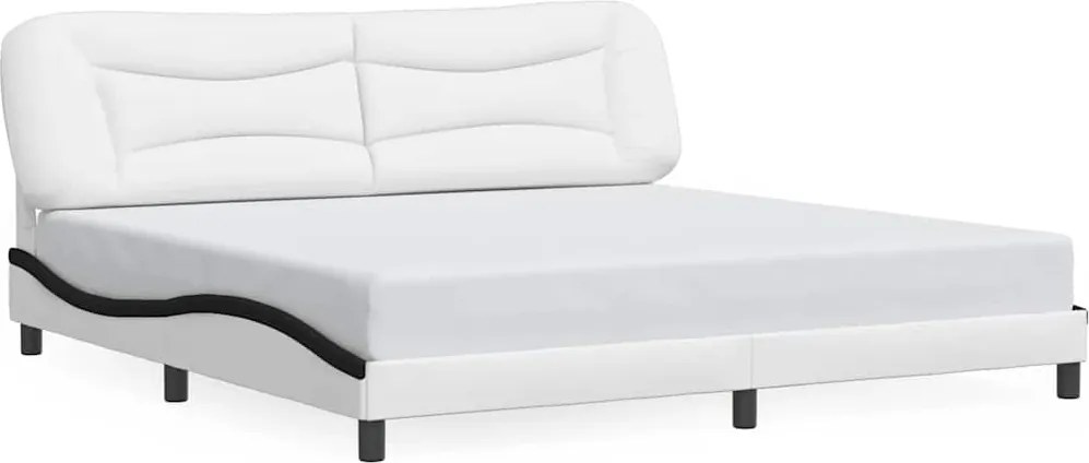 vidaXL Cadru de pat fără saltea Hvar alb și negru 200x200cm piele artificială