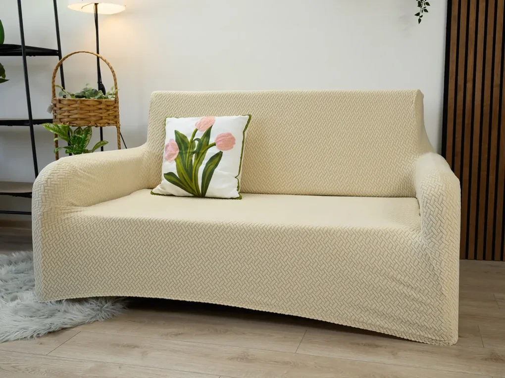 Husa elastica pentru canapea cu 2 locuri CORDA Culoare: Crem