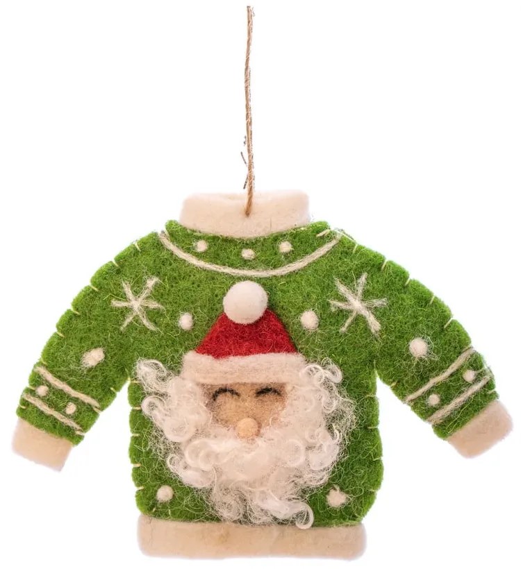 Ornament de Crăciun lucrat manual din material textil 12 cm Santa Jumper – Sass &amp; Belle