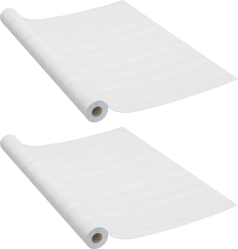 vidaXL Folii de ușă autoadezive, 2 buc., lemn alb, 210 x 90 cm, PVC