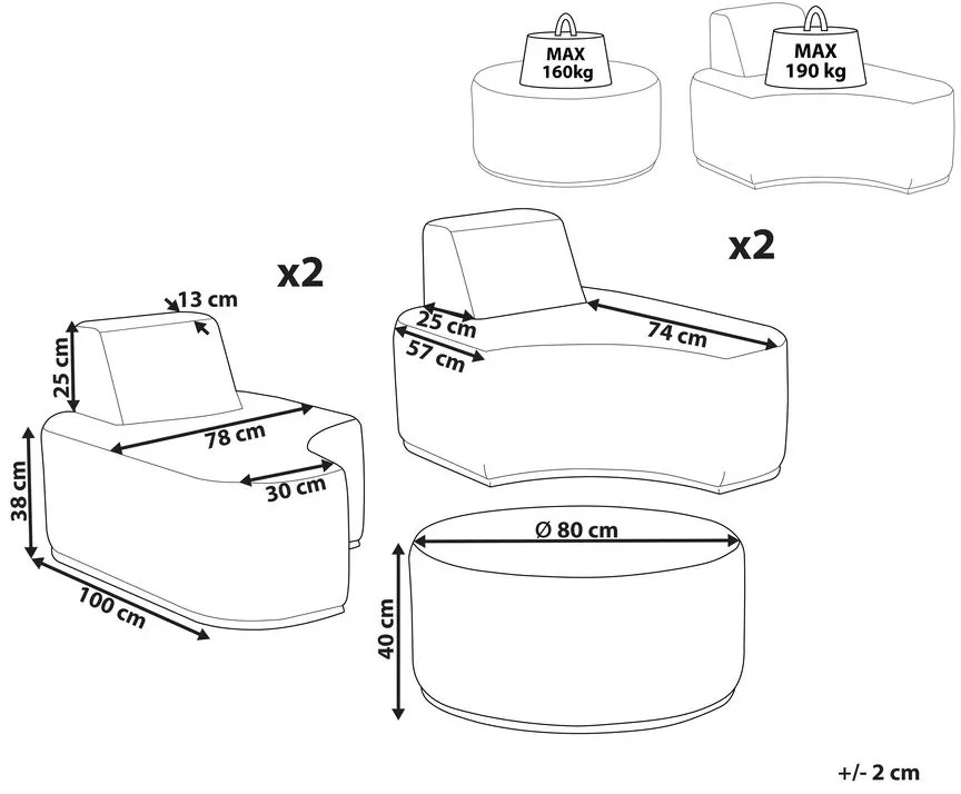 Set mobilier de grădină Fabry (gri). 1078833