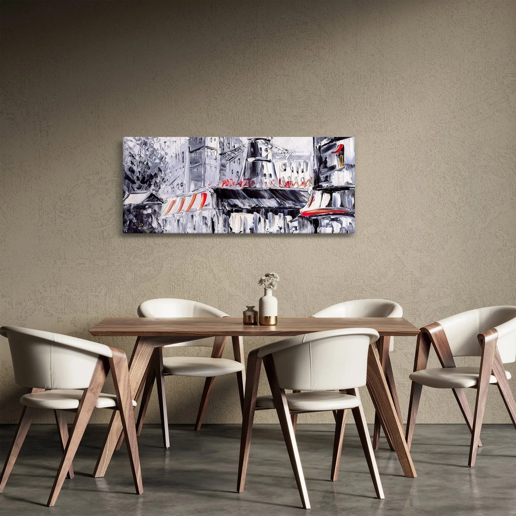 Tablou - Strada din Paris, pictură în ulei (120x50 cm)