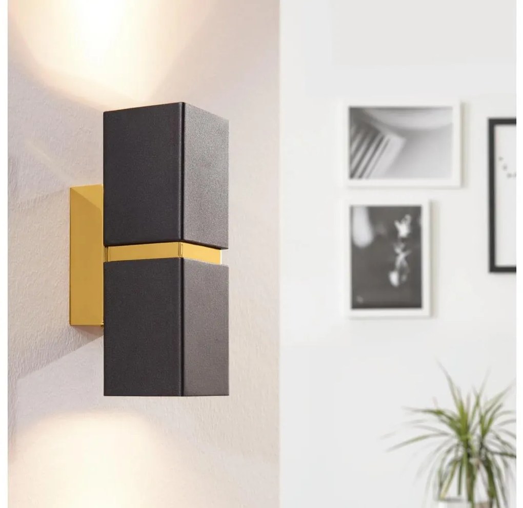 Aplică LED Eglo 64798 PASSA PRO 2xGU10/3,3W/230V 3000K negru/auriu