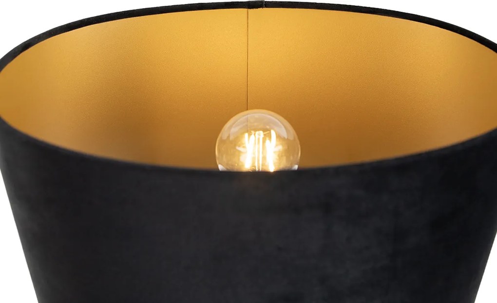 Lampă de masă neagră cu abajur oval negru 35cm - Thijmen