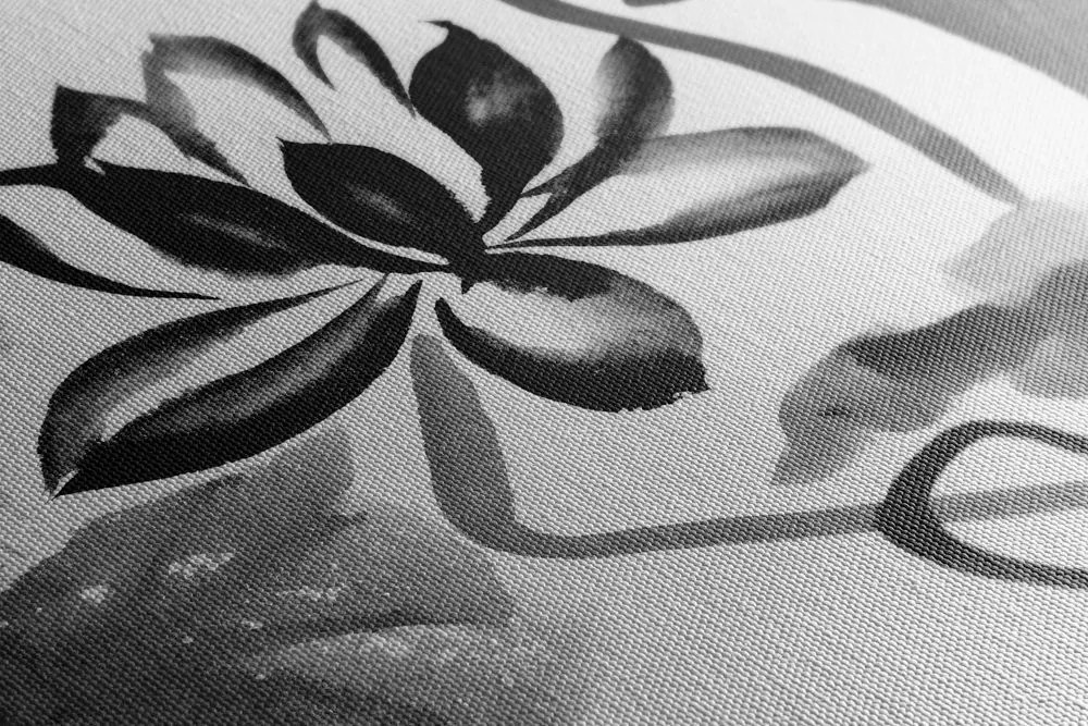Tablou floare de lotus în design alb-negru