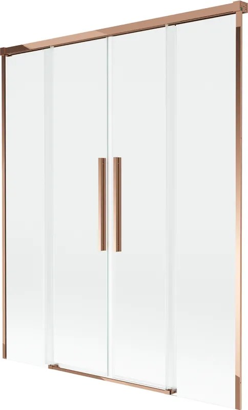Mexen Rox paravan de cadă cu 2 uși glisante, 160 x 150 cm, transparent, aur roz - 8C9-160-002-60-00