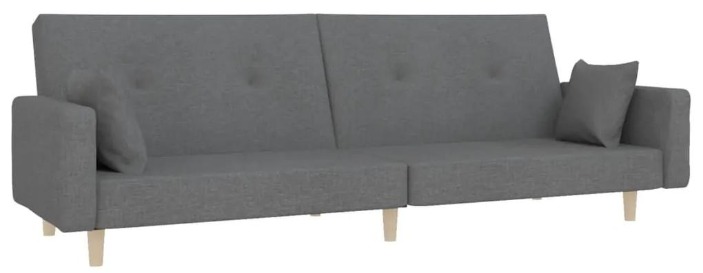 Canapea extensibila 2 locuri, cu taburet, gri deschis, textil Gri deschis, Cu suport de picioare