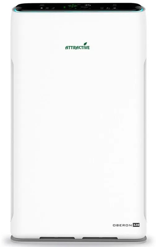 Purificator de aer atractiv Oberon 320, 80W, Pana la 60 m², 320 m³/h, 3 viteze, Wi-Fi, Ponizare, Senzori inteligenti, Telecomandă, Ecran tactil, Alb/Negru
