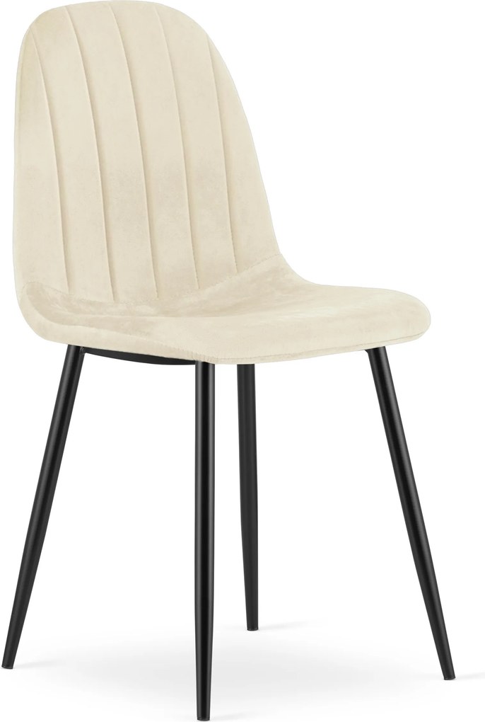 Scaun de dining PADVA VELVET cu picioare negre, bej deschis