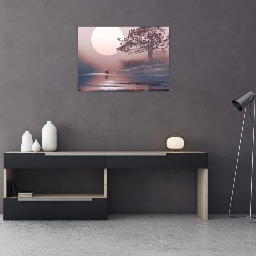 Tablou pe sticlă Perechea îndrăgostită (70x50 cm)