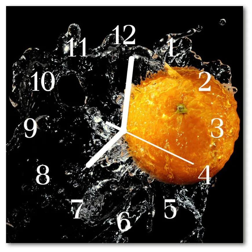 Ceas de perete din sticla pătrat Orange fructe Orange