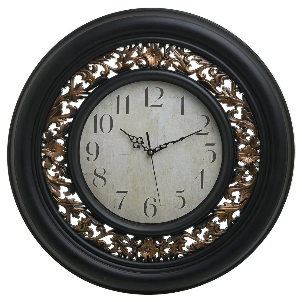 Ceas de perete Ornament, InArt, 50 cm, negru/auriu