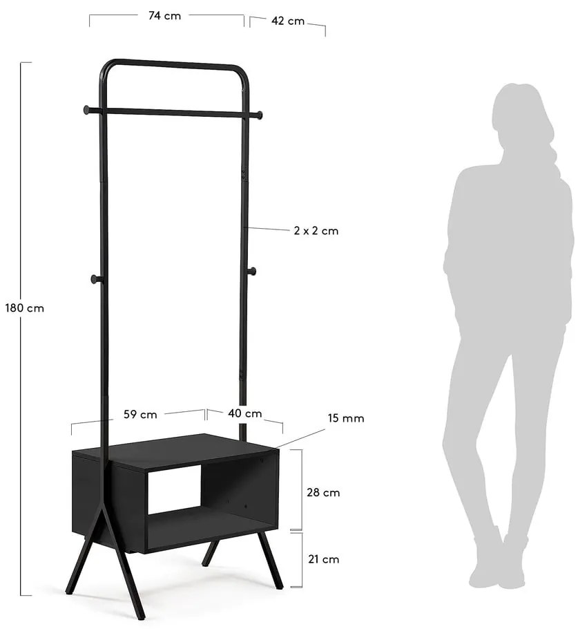 Cuier din metal Kave Home Bently, negru