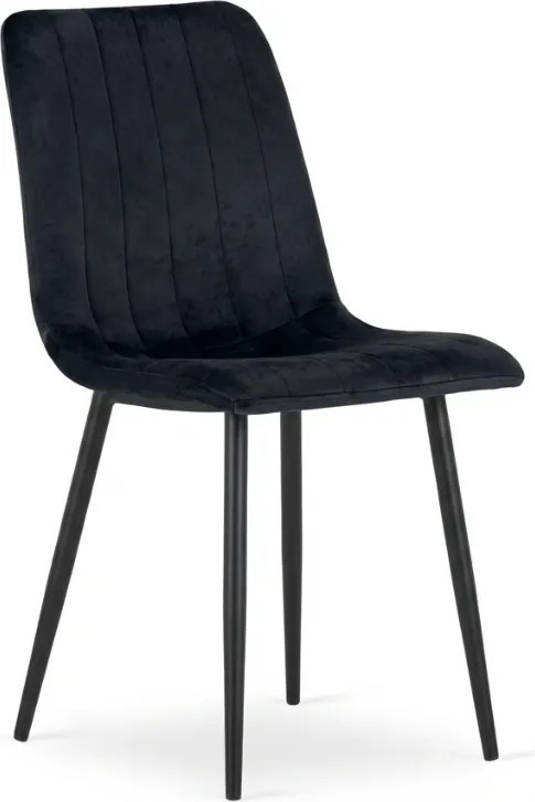 Scaun din catifea neagra LAVA ONYX cu picioare negre