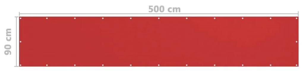 Paravan de balcon, rosu, 90 x 500 cm, HDPE Rosu, 90 x 500 cm
