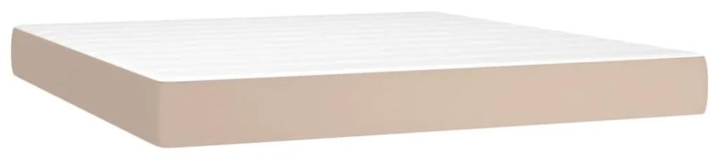 Pat box spring cu saltea, cappuccino, 160x200cm piele ecologica Cappuccino, 160 x 200 cm, Design simplu