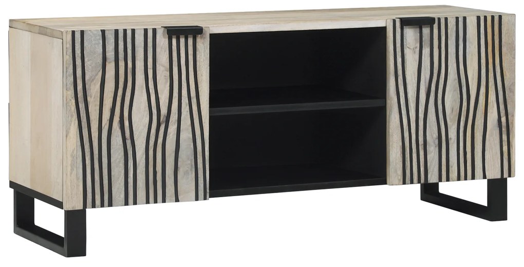 vidaXL Cabinet TV Alb 105 x 33 x 46 cm Lemn masiv de mango