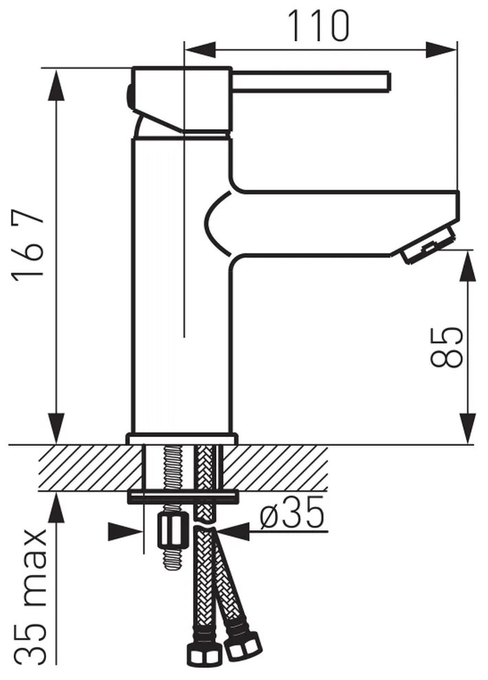 Baterie lavoar FDesign Flusso, crom lucios