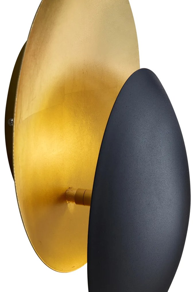 Lampă de perete modernă neagră cu auriu 34,5 cm 2 lumini - Sunrise