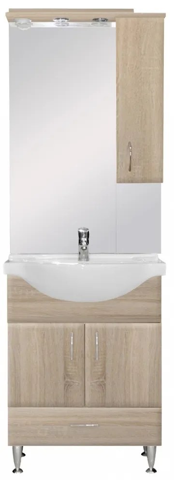 Mobilier complet de baie Bianca Plus 65, culoare stejar sonoma, deschidere pe dreapta
