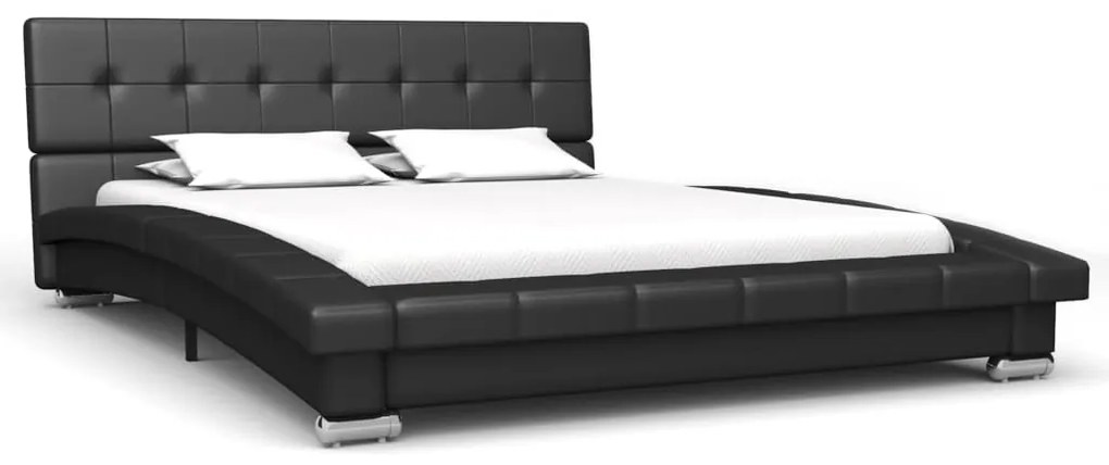 280618 vidaXL Cadru de pat, negru, 200 x 120 cm, piele artificială