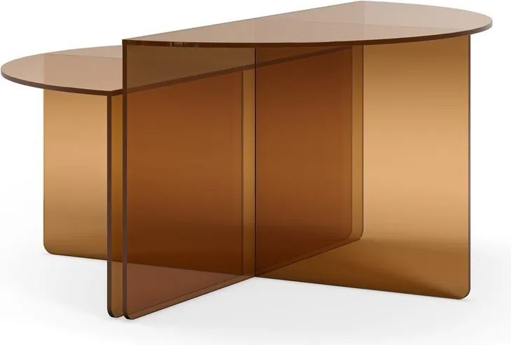 Măsuțe de cafea maro 2 buc. rotunde din sticlă ø 80 cm Velta – MOME