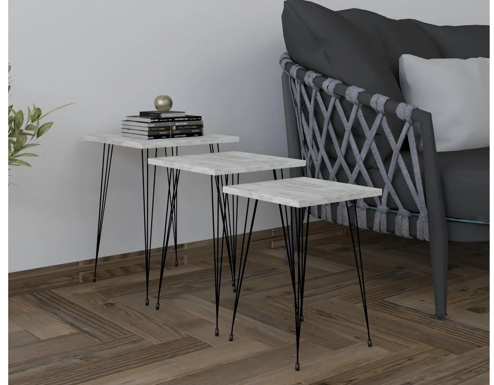 Set 3buc. măsuțe cafea Pakamo (negru + cristal) . 1094320