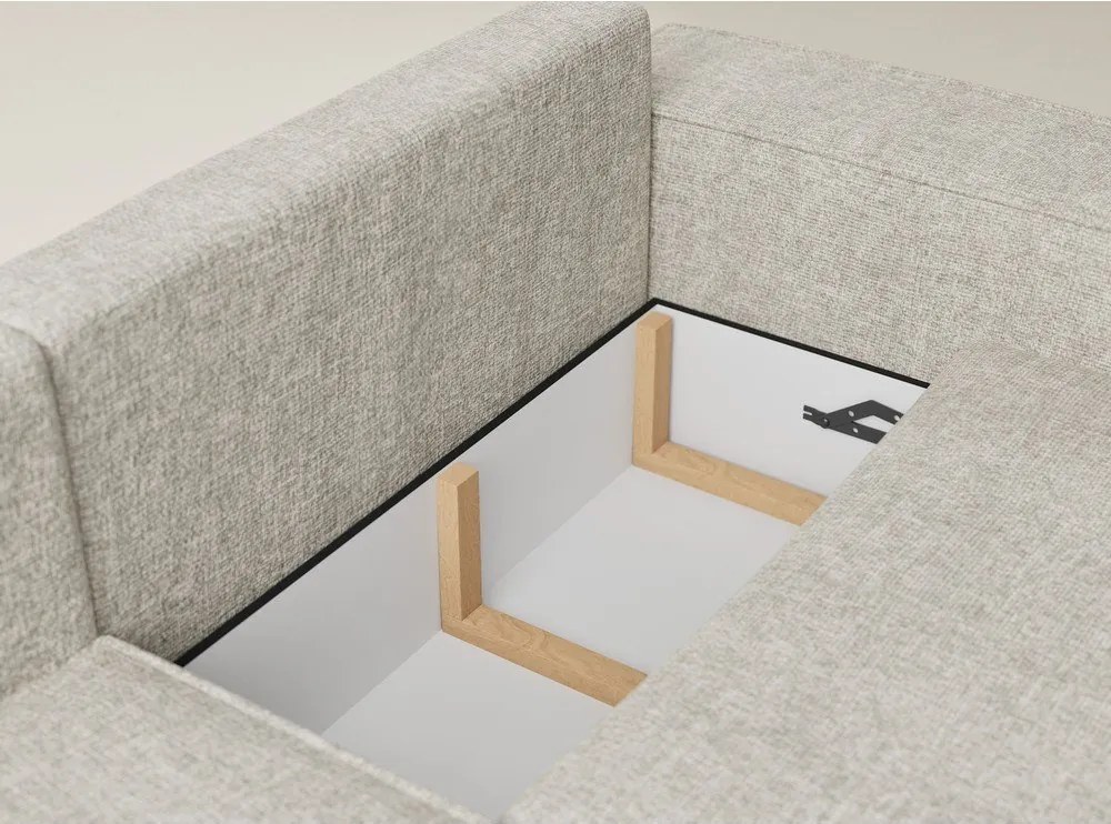 Colțar bej extensibil/cu spațiu de depozitare cu tapițerie din chenille (cu colț pe partea stângă/în formă de ”L”) Tonga – Maison de Rêve