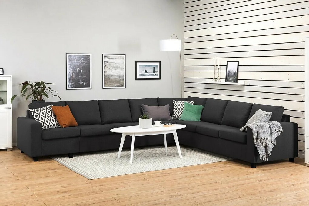 Colțar Scandinavian Choice C160Negru, Antracit, 345x285x86cm, Picioare: Plastic