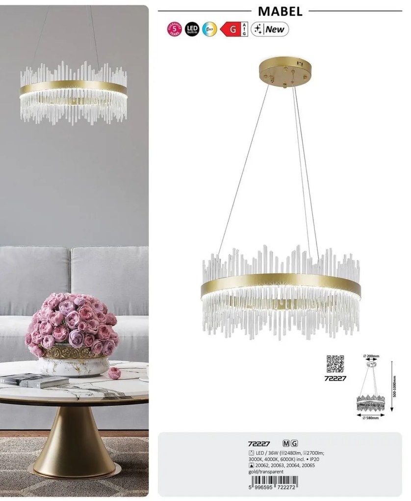 Lustra suspendata LED design modern Mabel