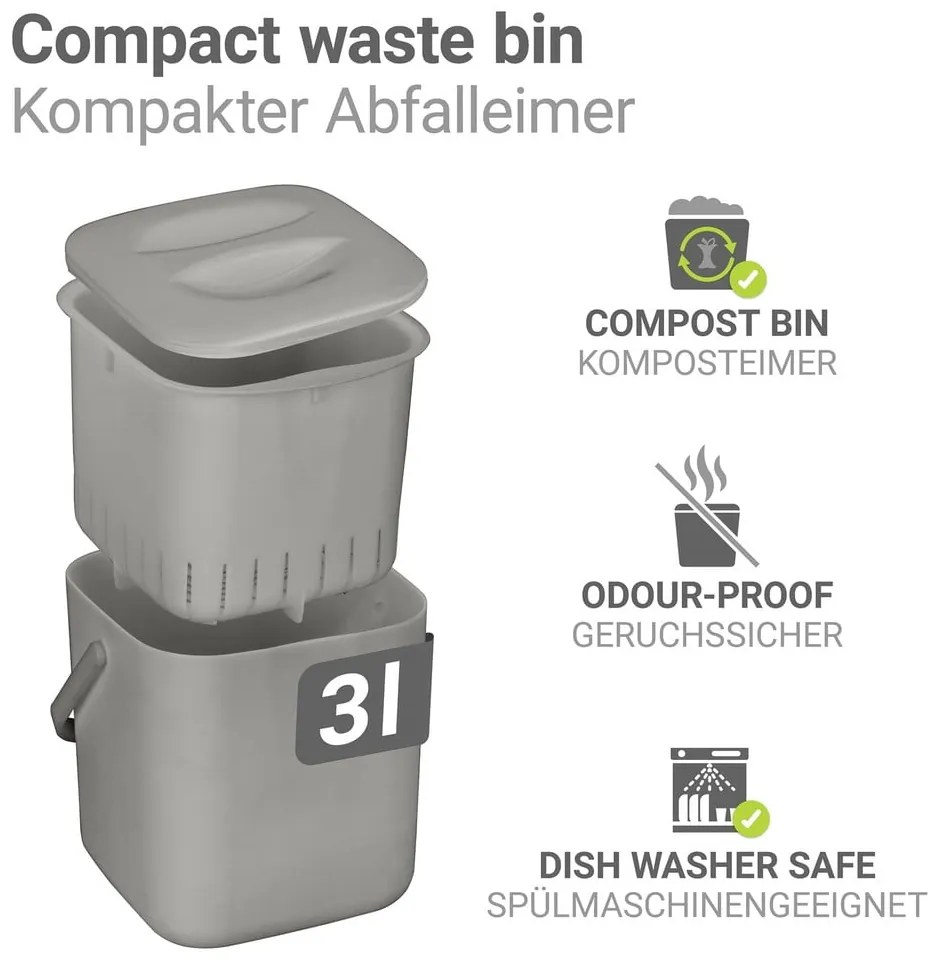 Recipient pentru deșeuri compostabile gri deschis 3 l Conny – Wenko