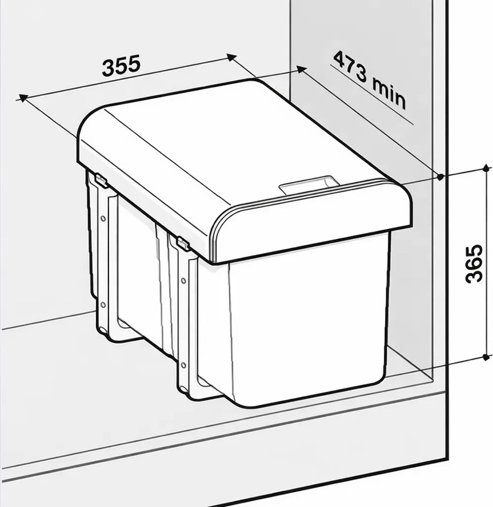 Cos gunoi incorporabil Ecomax Ekko Black Bio 40, cu extragere totala, negru, 1 x 34 l A:473 mm; H:365 mm; L:355 mm, Plastic 100% reciclat certificat,